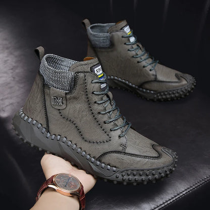 Winter Warm Men's Casual Shoes Fashion Men's Leather Boots Comfortable Men's Ankle Boots Outdoor High Quality Hiking Boots Men
