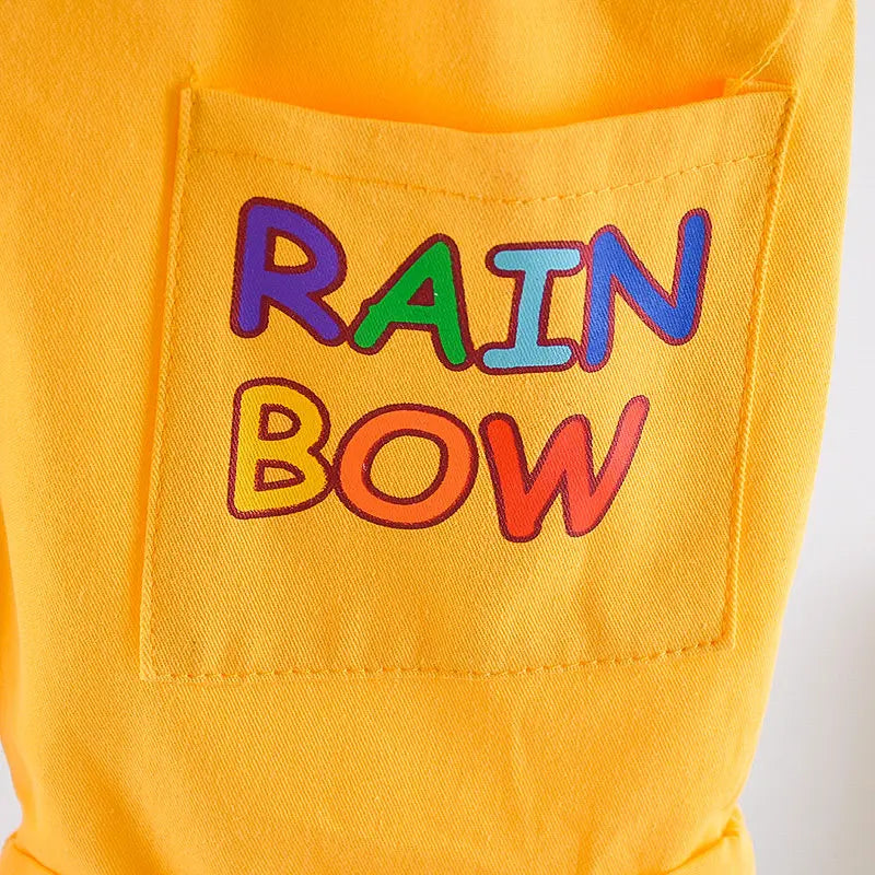 Summer Baby Boys Girls Clothes Infant Cotton Rainbow T Shirt Bib Pants 2pcs/Set Kids Garment Children Casual Sport Suit 0-4 Year