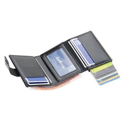 Nouveau portefeuille homme anti-RFID porte-cartes de crédit en cuir porte-cartes d'affaires en métal aluminium