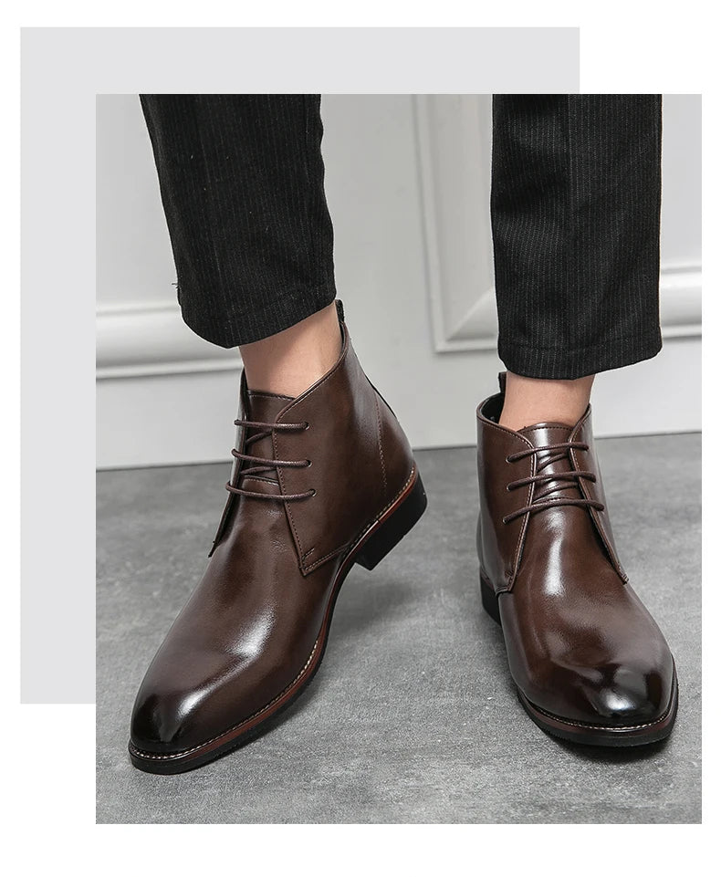 Mayba Pointed Leather Shoes Men Casual Shoes Ankle Boots Size 38-48