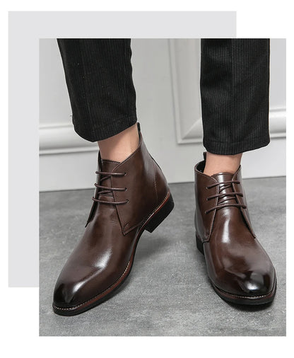 Mayba Pointed Leather Shoes Men Casual Shoes Ankle Boots Size 38-48