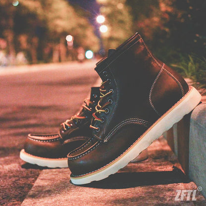 Men's Ankle Boots American retro tooling boots Casual Crazy Horse Leather Men's Boots Vintage Man Lace up Boots 2025