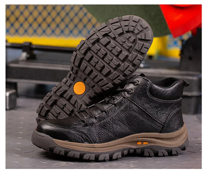 Men Leather Safety Work Boots Steel Toe Puncture-proof Indestructible Safety Shoes Staleneus Construction Welding Work Boots