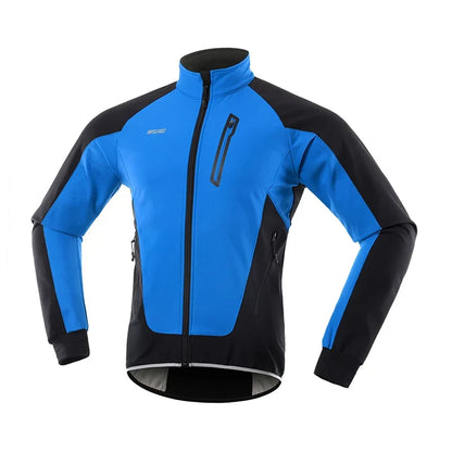 Men's Winter Cycling Jacket Thermal Fleece Warm Up Bicycle Clothing Windproof Waterproof Soft Shell Coat MTB Bike Jersey