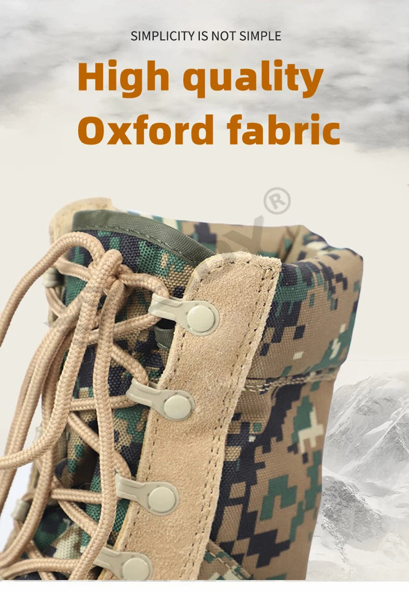 Camouflage Ankle Boots Men Outdoor Genuine Leather Panama Soles Tactical Combat Boots Hunting Work Boot Man Hiking Shoe 47