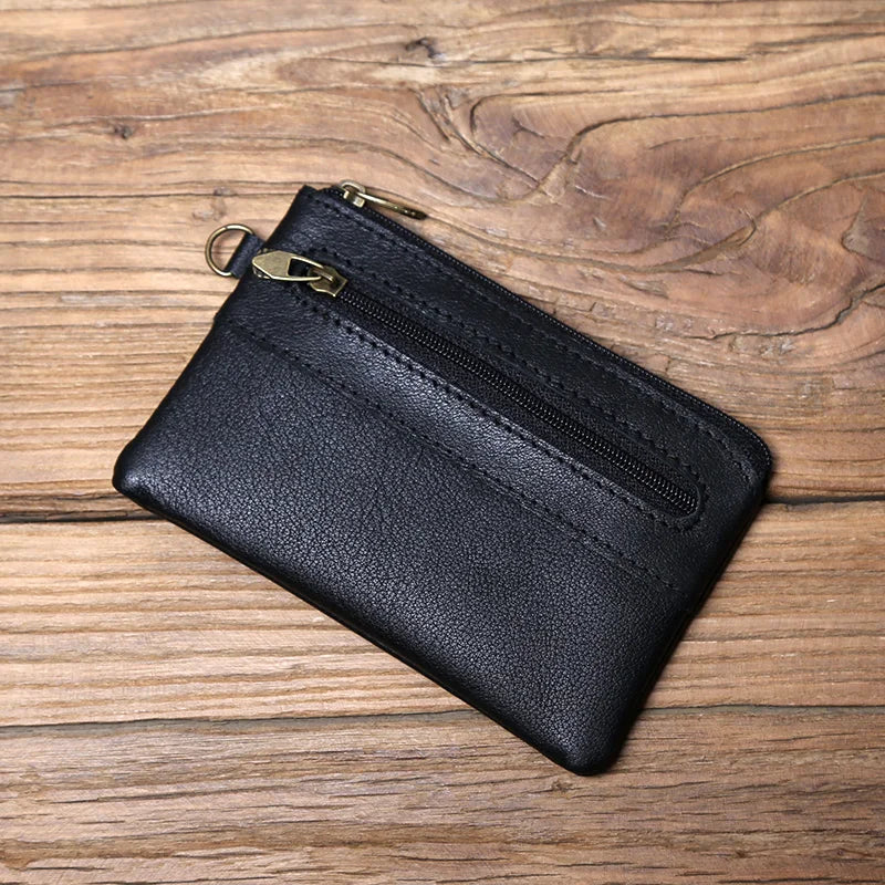 Leather Coins, Suitable For Men, Women, Mini Zipper Wallets, Small Purses, Female Purses, First Layer Cowhide Male Cardhold
