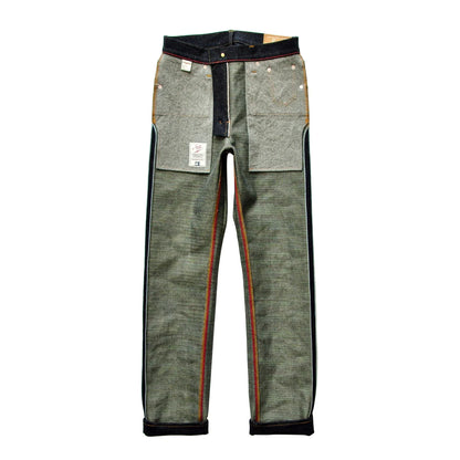 Mens Jeans cotton linen Selvedge Sanforized Raw Denim Jeans for Men Straight Fit Silver Button 19 oz