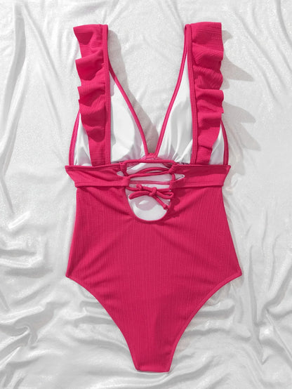 2023 One Piece Swimsuit Women Ruffle Swimwear Push Up Monokini Bodysuit Swimsuit Female Bathing Suit Summer Beach Wear