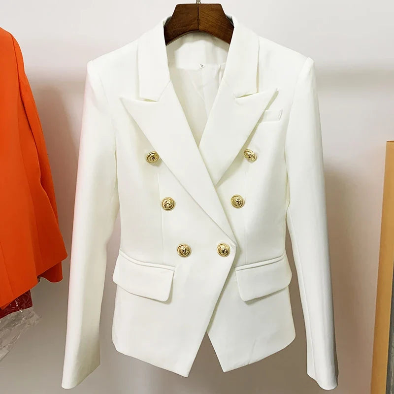 TOP QUALITY New Fashion 2026 Designer Jacket Women's Classic Double Breasted Metal Lion Buttons Blazer Outer Size S-5XL