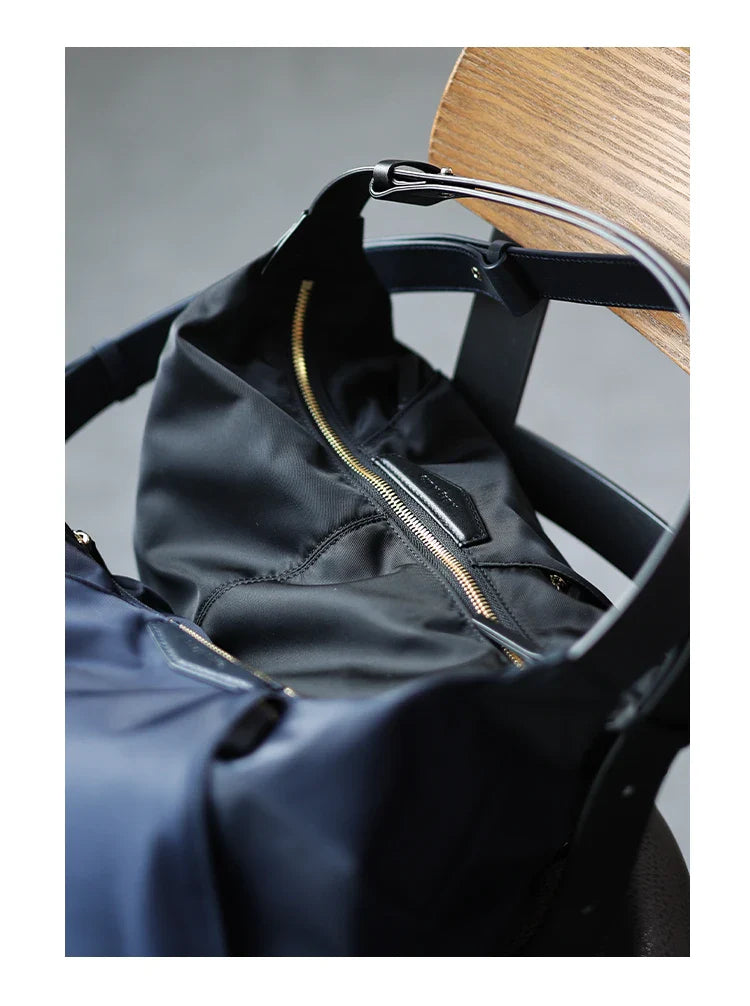 Lightweight Nylon Matching Genuine Leather Crossbody Bag High Quality Single Shoulder Bags Fashion Pleated Messenger Purses