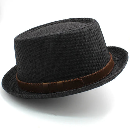 Men Women Classical Straw Pork Pie Hats Fedora Sunhats Trilby Caps Summer Boater Beach Outdoor Travel Party Size US 7 1/4 UK L
