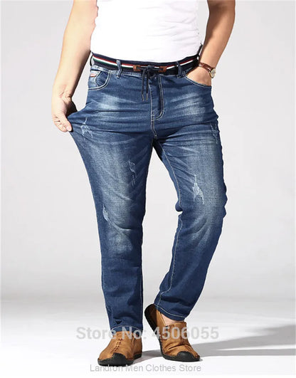 Distressed Extra Large Jeans For Men Stretch Denim Trousers 6XL 7XL 8XL Big Plus Size Mens Ripped Pants 160KG Male Elastic Jean