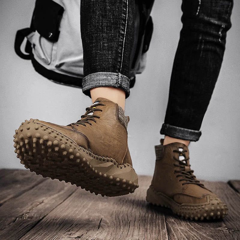 Winter Warm Men's Casual Shoes Fashion Men's Leather Boots Comfortable Men's Ankle Boots Outdoor High Quality Hiking Boots Men