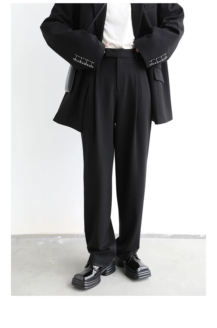 Simple Casual Women Twill Suit Pants Wide Leg Pants Straight Floor Pants Office Ladies Female Trousers