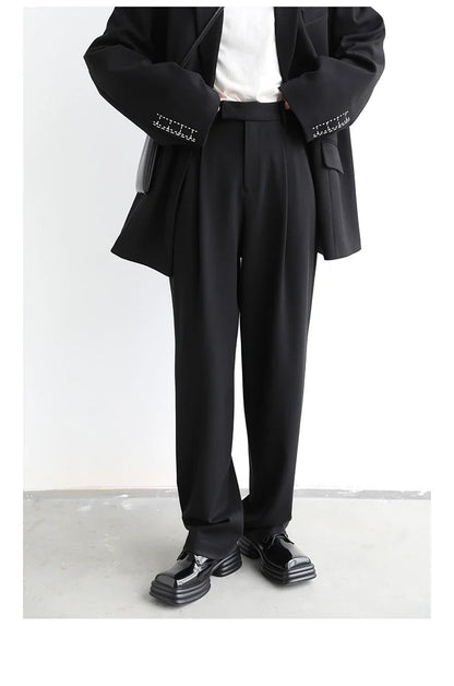 Simple Casual Women Twill Suit Pants Wide Leg Pants Straight Floor Pants Office Ladies Female Trousers