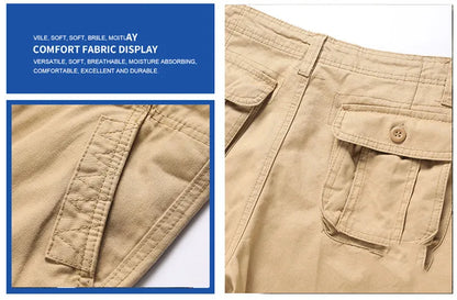 Men's Spring Baggy Cargo Pants Work Overalls Tactical Multi-Pocket Casual Cotton Pants Male Army Straight Slacks Long Trousers