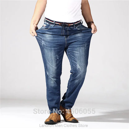 Distressed Extra Large Jeans For Men Stretch Denim Trousers 6XL 7XL 8XL Big Plus Size Mens Ripped Pants 160KG Male Elastic Jean