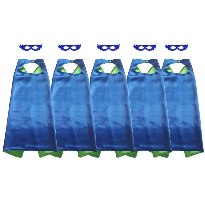 Superhero Capes with Mask REVERSIBLE Two Colored Child Cape Birthday Party Favor Satin Solid Capes Boys Girls Satin Capes