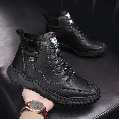 Winter Warm Men's Casual Shoes Fashion Men's Leather Boots Comfortable Men's Ankle Boots Outdoor High Quality Hiking Boots Men