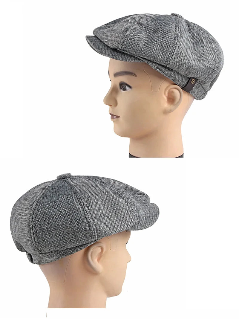 NEW Newsboy Cap Men Spring Summer Octagonal Hat For Male British Herringbone Flat Caps Retro Eight Blade Hats Breathable