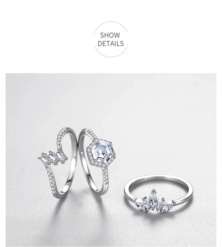 Fashion 925 Sterling Silver Simple crown Finger Ring Elegant Clear Zircon Rings For Women Girls Party Accessories Jewelry