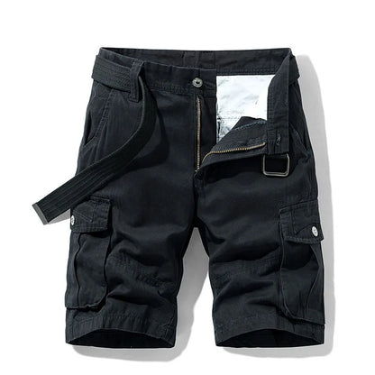 2025 Summer Men's Baggy Multi Pocket Military Cargo Shorts Male Cotton Khaki Mens Tactical Shorts Short Pants 30-38 No Belt