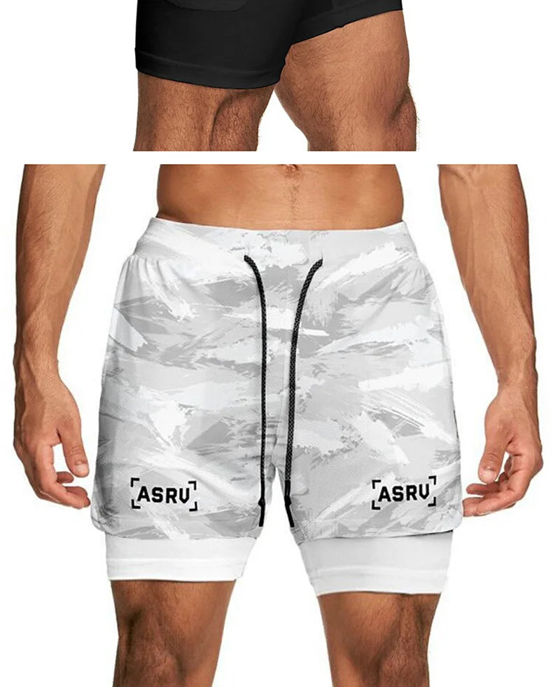 Men's Summer Quick Dry Running 2 in 1 Shorts Sports Jogger Short Pants Male Gym Fitness Training Sweatpants Plus Size M-5XL
