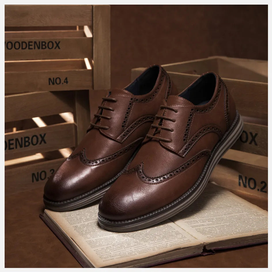 Genuine Leather Dress Shoes Comfy Men Casual Shoes Smart Business Work Office Lace-up Men Shoes