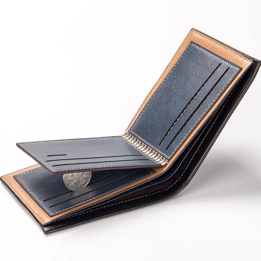 Nouveaux portefeuilles courts et fins pour hommes, porte-cartes de luxe de haute qualité, bourse masculine, porte-monnaie rétro, porte-photo pour hommes