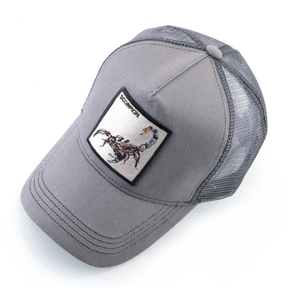 K Four Season Men's Trucker Caps With Scorpion Patch Snapback Hip Hop Baseball Cap For Women Adjustable Unisex Baseball Hats