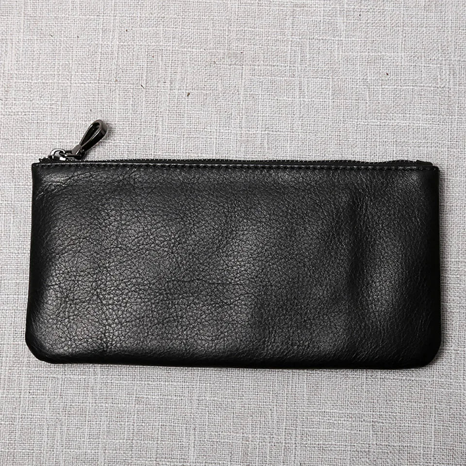 Men's Genuine Leather Long Zipper Wallet First Layer Cowhide Youth Ultra-Thin Handbag Wallet Trendy Brand Simple Wallet