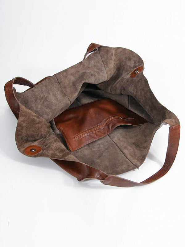 Casual Soft Large Capacity Tote Women Handbags Designer Aged Metal Look Luxury Pu Leather Shoulder Bag Retro Big Shopper Purses