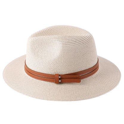 56-58-59-60CM New Natural Panama Soft Shaped Straw Hat Summer Women/Men Wide Brim Beach Sun Cap UV Protection Fedora Hat