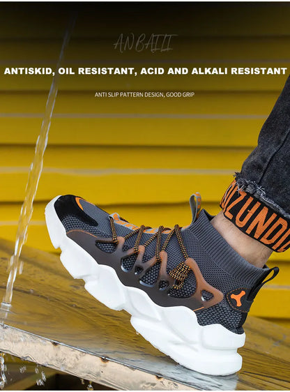 Indestructible Safety Work Shoes With Steel Toe Cap Breathable Outdoor Sports Boots Sneakers Security Construction Boots