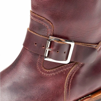 Engineer Work Shoes Men Vintage High Top 100% Genuine Leather Motorcycle Long Boots Autumn Designer Slip On Cowhide Riding Boots