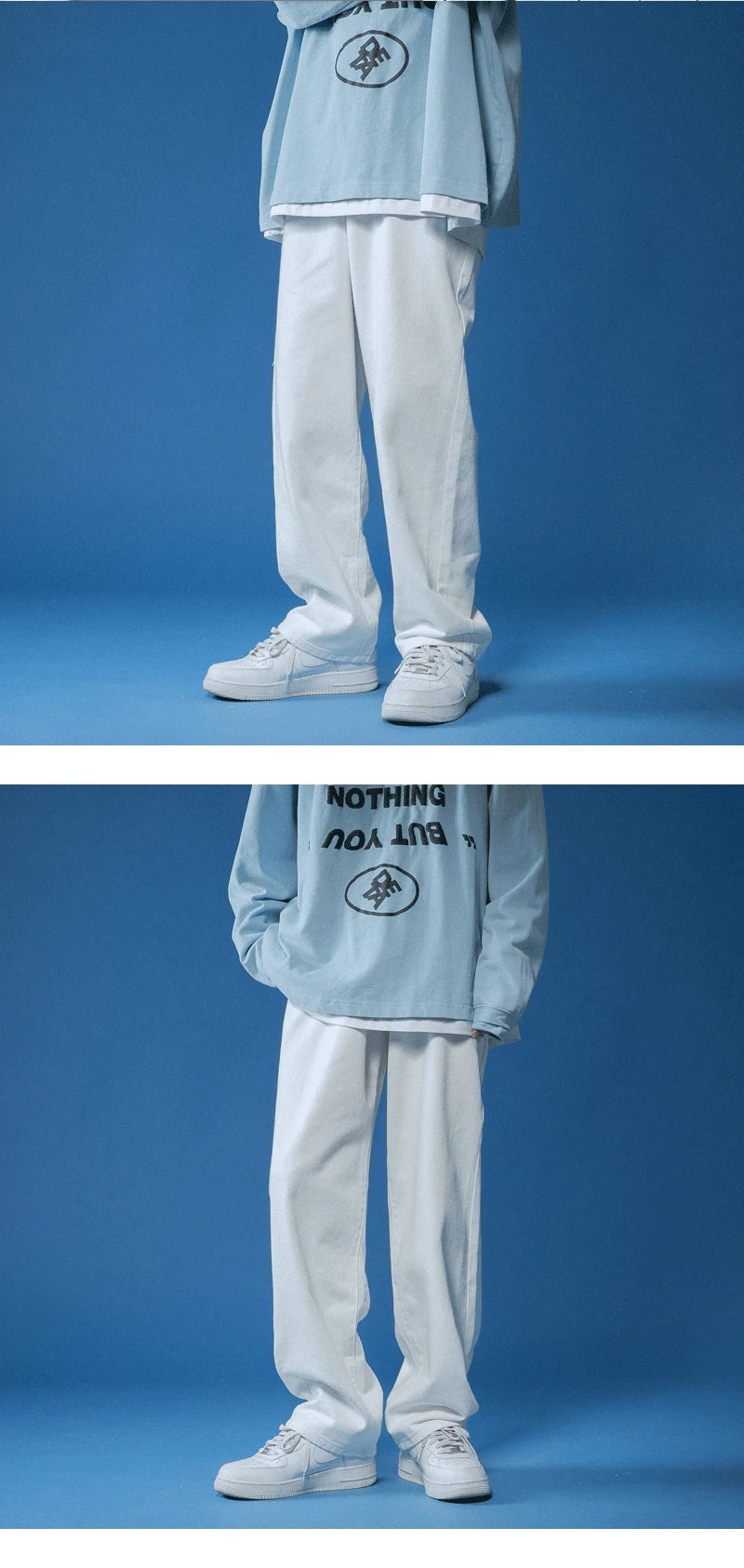 Straight Jeans men white Loose unisex Denim Trousers Trend Neutral Jeans Men baggy Casual Solid  Man Women Pants Hip Hop jeans
