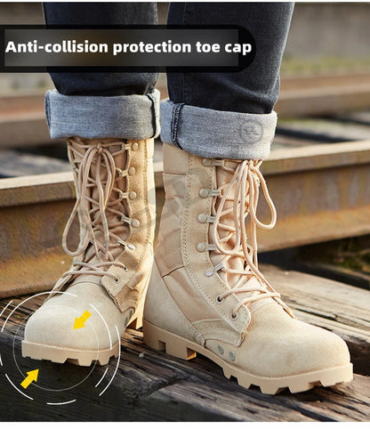 Camouflage Ankle Boots Men Outdoor Genuine Leather Panama Soles Tactical Combat Boots Hunting Work Boot Man Hiking Shoe 47