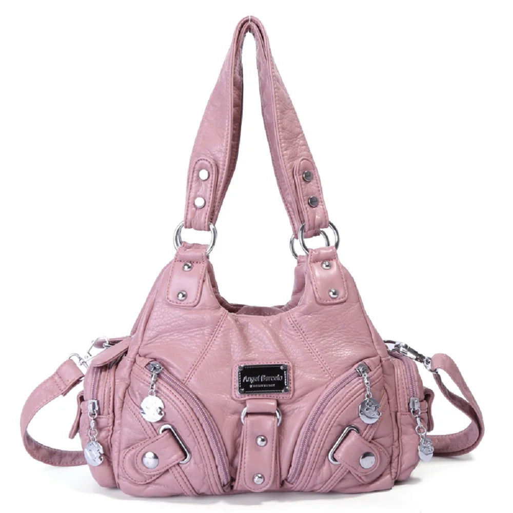 Vintage Women Handbags Soft Bag Small Top-handle Purse Fashion Satchel Multi-Pockets Shoulder Bag Hobos Phone Pack Tote Bag