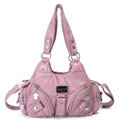 Vintage Women Handbags Soft Bag Small Top-handle Purse Fashion Satchel Multi-Pockets Shoulder Bag Hobos Phone Pack Tote Bag