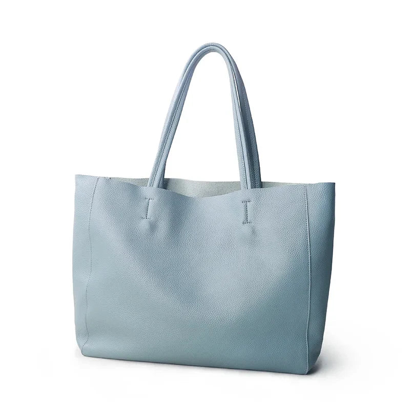 Women Luxury Bag Casual Tote Female Fashion Summer Beach Handbag Lady Popular Soft Cowhide Genuine Leather Shoulder Shopping Bag