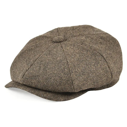 Men's 8 Piece Wool Blend Newsboy Flat Cap Gatsby Retro Hat Driving Caps Baker Boy Hats Women Boina 005