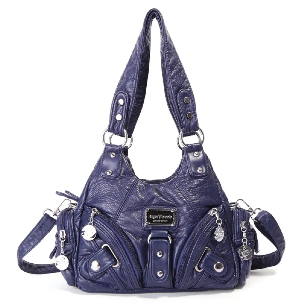 Vintage Women Handbags Soft Bag Small Top-handle Purse Fashion Satchel Multi-Pockets Shoulder Bag Hobos Phone Pack Tote Bag