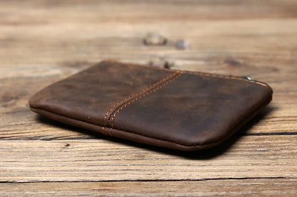 Leather Mini Men's Coin Wallet Retro Leisure First Layer Cowhide Lady's Change Purse Crazy Horse Leather Credit Card Bag