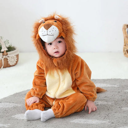 Infant Toddler Dalmatian Dog Lion Tiger Dinosaur Costumes Baby Boys Girls Kigurumi Cartoon Animal Romper Halloween Purim