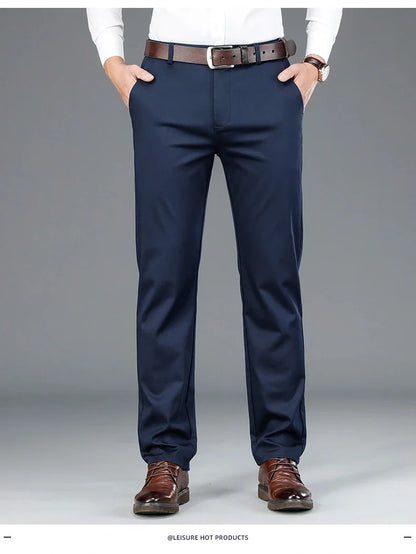 2023 Spring New Men's Bamboo Fiber Casual Pants Classic Style Business Fashion Khaki Stretch Cotton Trousers Male Brand Clothes