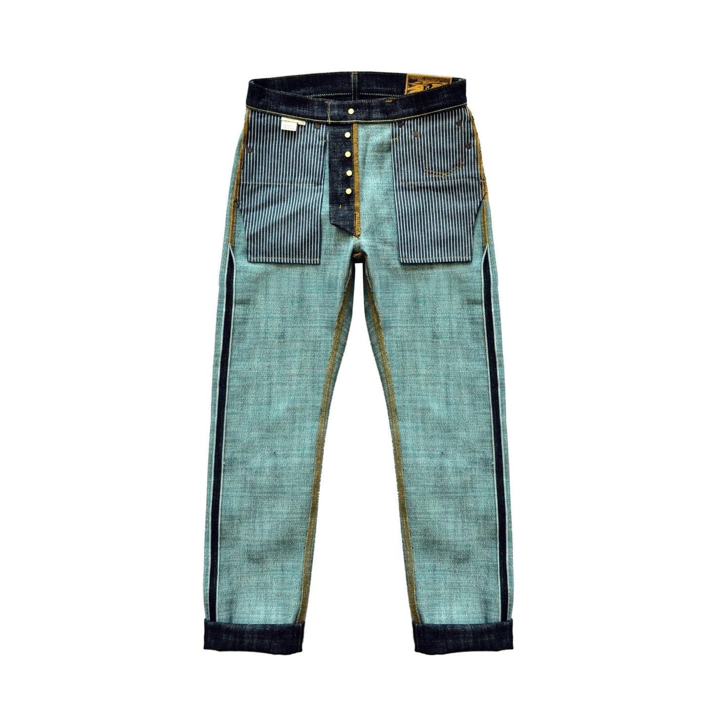 308XX-BO-Wind Jeans for Men Furinkazan Selvedge raw denim Jeans Mens Jeans 66 MODE Fit 16.8 OZ Silver-plated Buttons