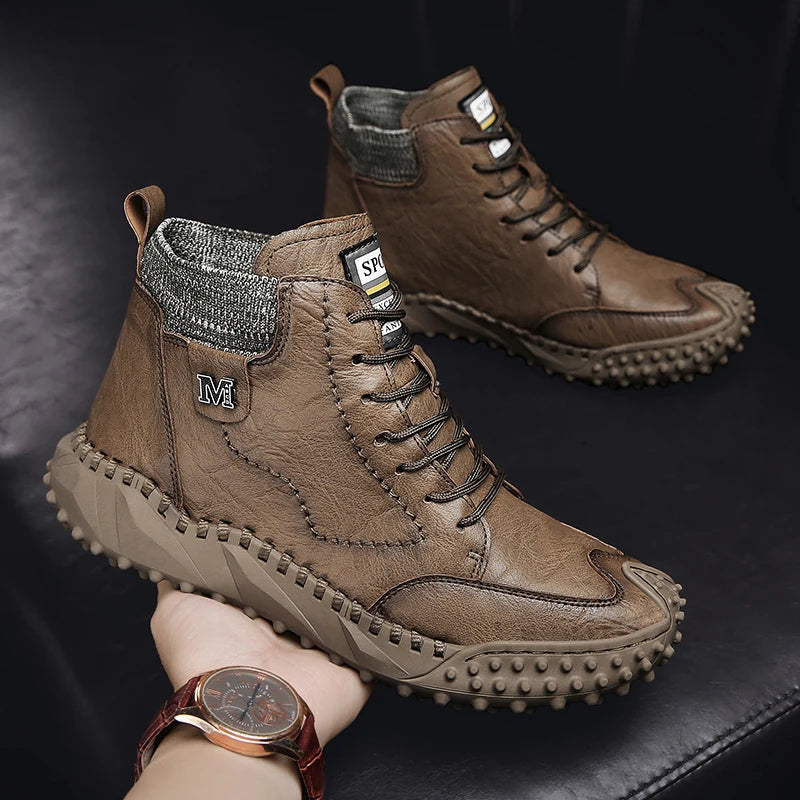 Winter Warm Men's Casual Shoes Fashion Men's Leather Boots Comfortable Men's Ankle Boots Outdoor High Quality Hiking Boots Men