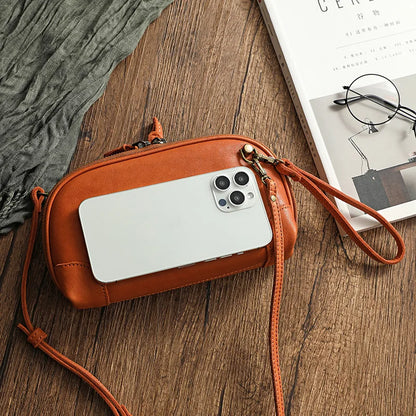 Simple Genuine Leather Women Small Bag Leisure Natural Soft Cowhide Solid Color Versatile Shoulder & Crossbody Bags
