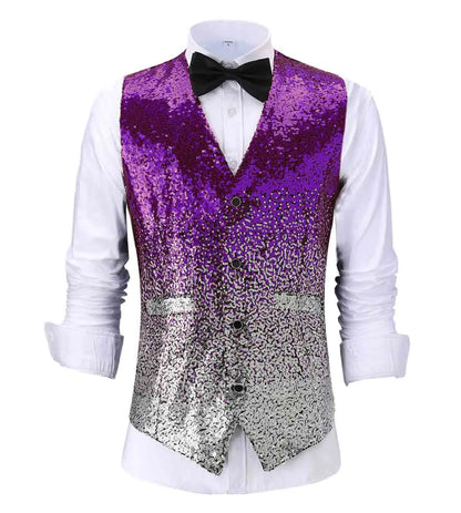 New Fashion Men's Vest Changing Color Shiny Sequin Suit Vest Waistcoat For Party,Wedding,Nightclub Custom Size