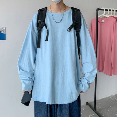 2025 Spring Autumn Long Sleeve T-shirts Men O-Neck Collar Cotton Long T Shirts Men Fashion Casual Comfortable Long T-Shirts Men